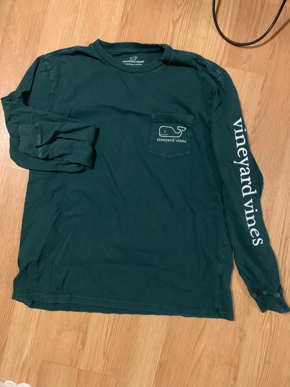 Vineyard Vines Long-Sleeve Pocket Tee in Forest Green with White Logo